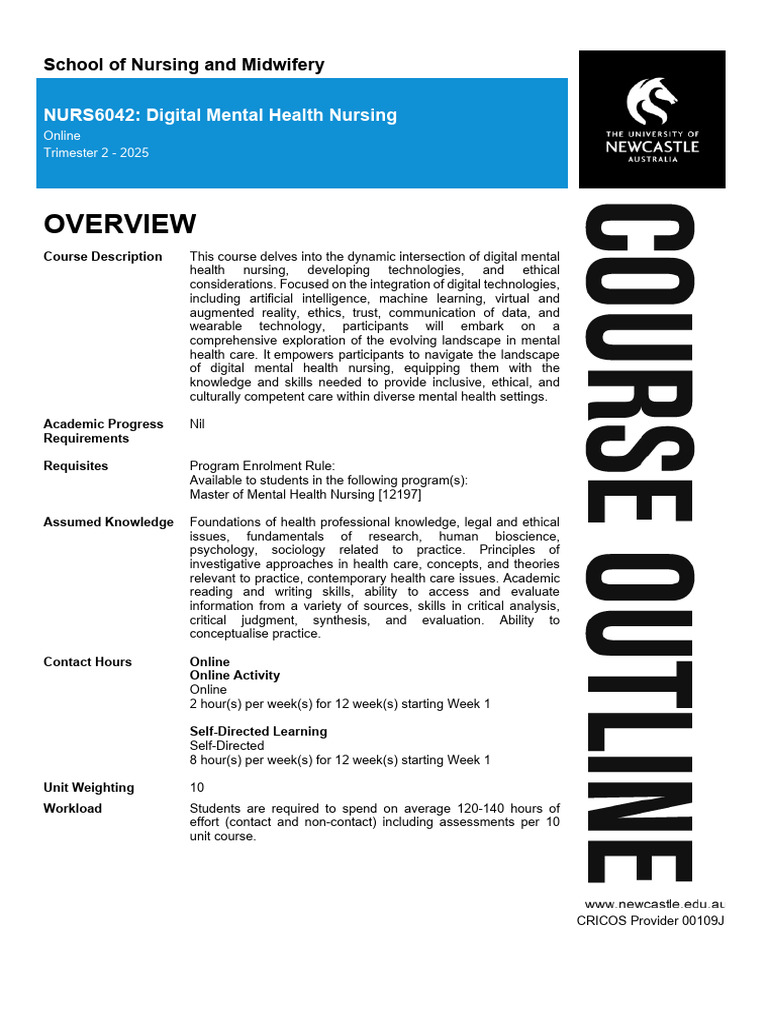 Digital Mental Health Nursing Course 2025 | PDF | Educational ...