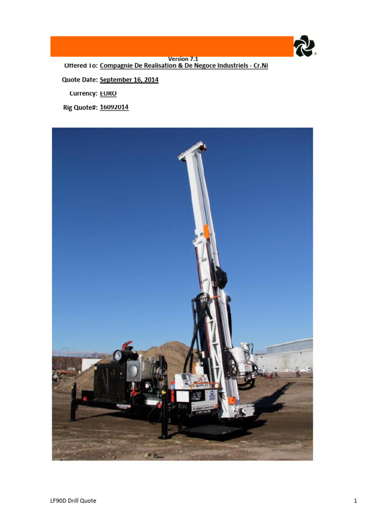 LF90D Drill Rig Quotation Details | PDF | Indemnity | Legal Liability