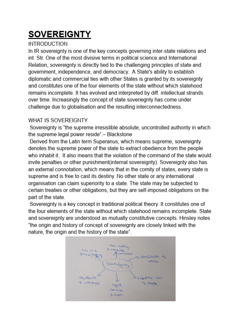 SOVEREIGNTY Sem 2 Ba Hons Political Science IR | PDF | Sovereignty ...