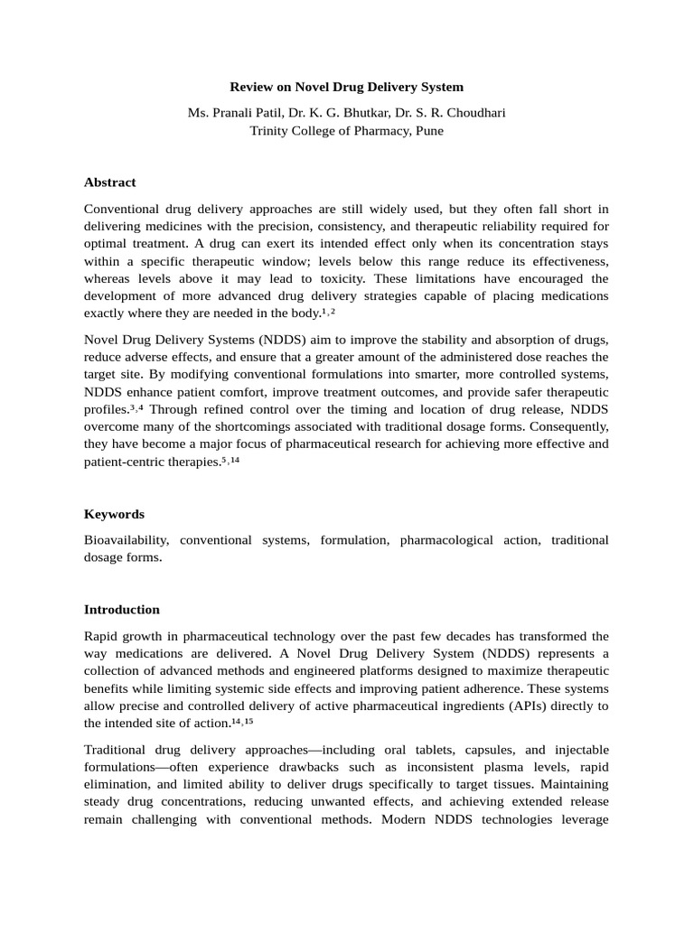 Advanced Novel Drug Delivery Systems | PDF | Pharmaceutical Formulation ...