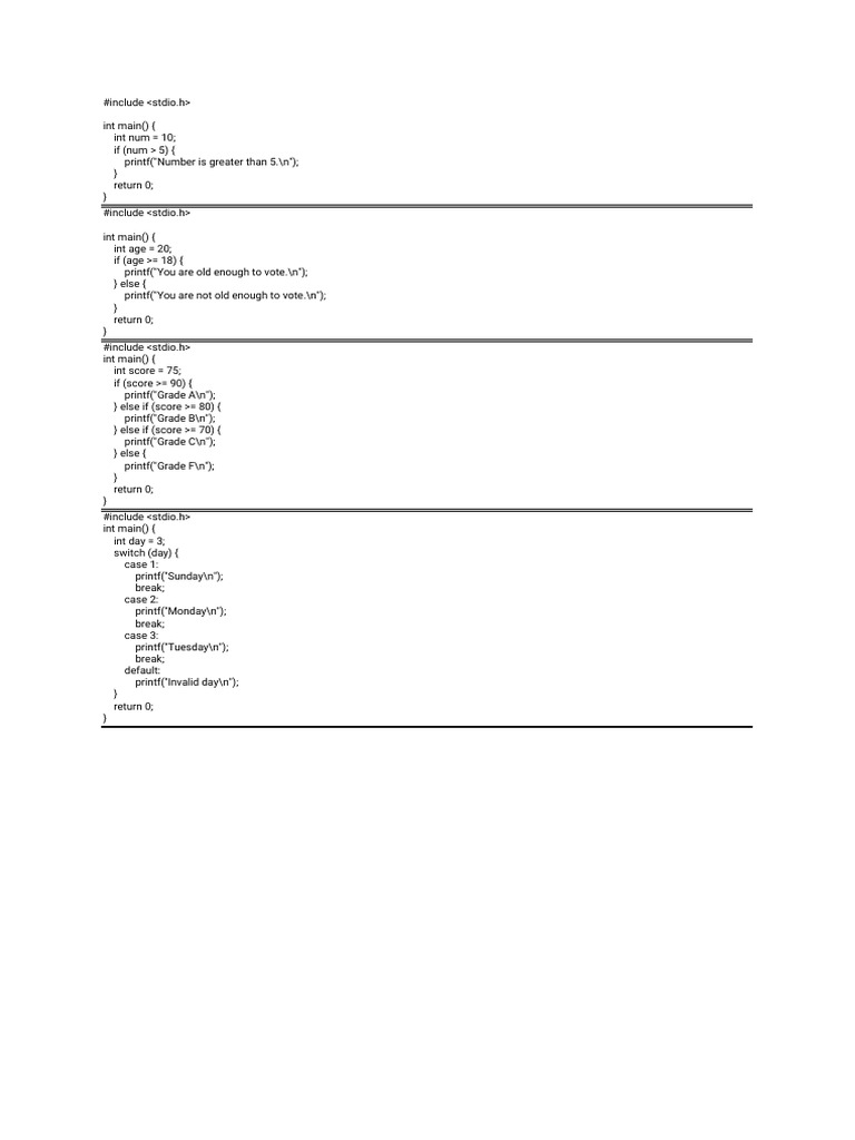 C Programming Examples and Patterns | PDF