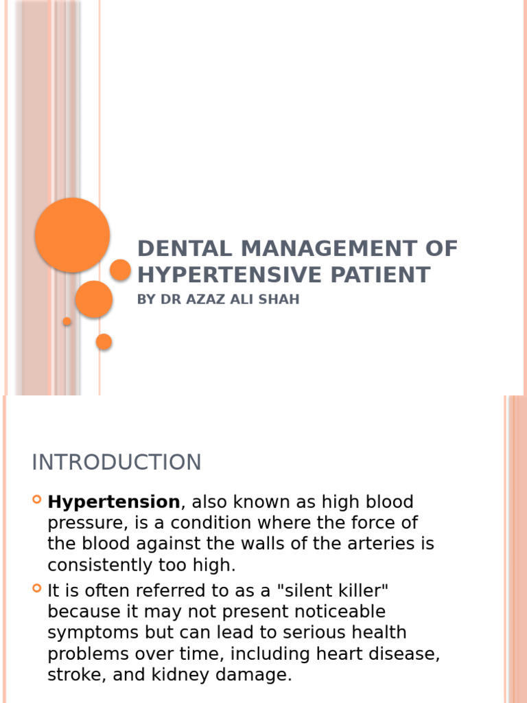 Dental Care for Hypertensive Patients | PDF | Hypertension | Blood Pressure