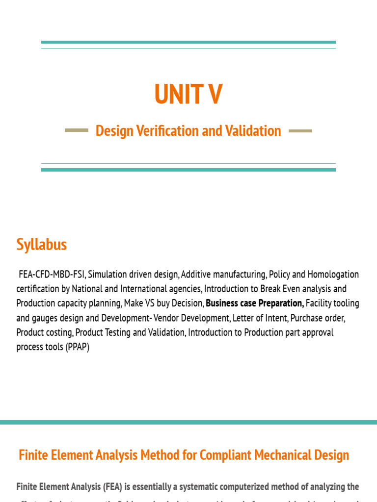 UNIT V - PDD - Design Verification and Validation | PDF | Finite ...