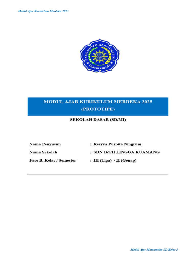 Modul Ajar Matematika SD Kelas 3 | PDF