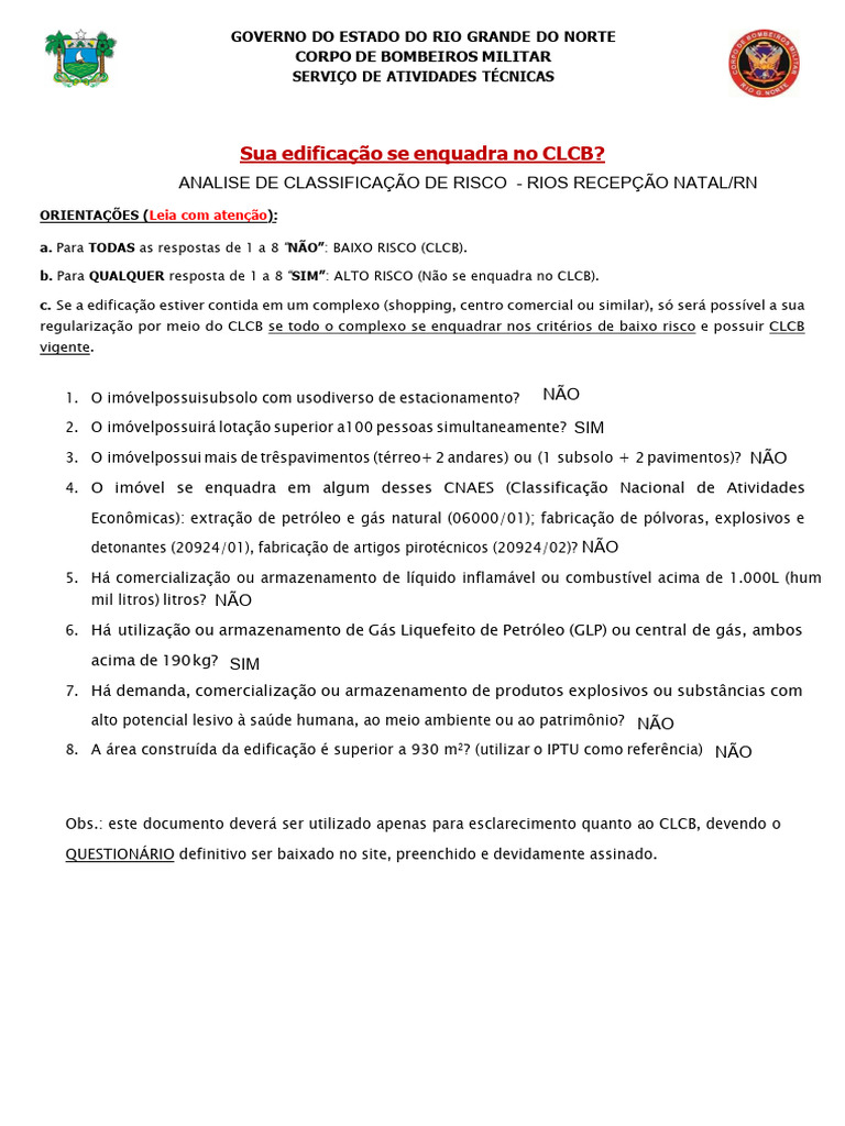Classificação de Risco CLCB para Edificações | PDF