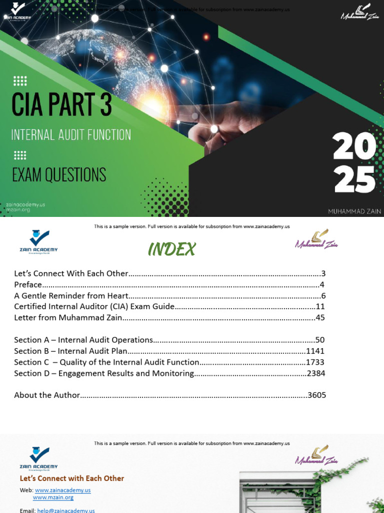 CIA Exam Guide and Internal Audit Insights | PDF | Internal Audit | Audit