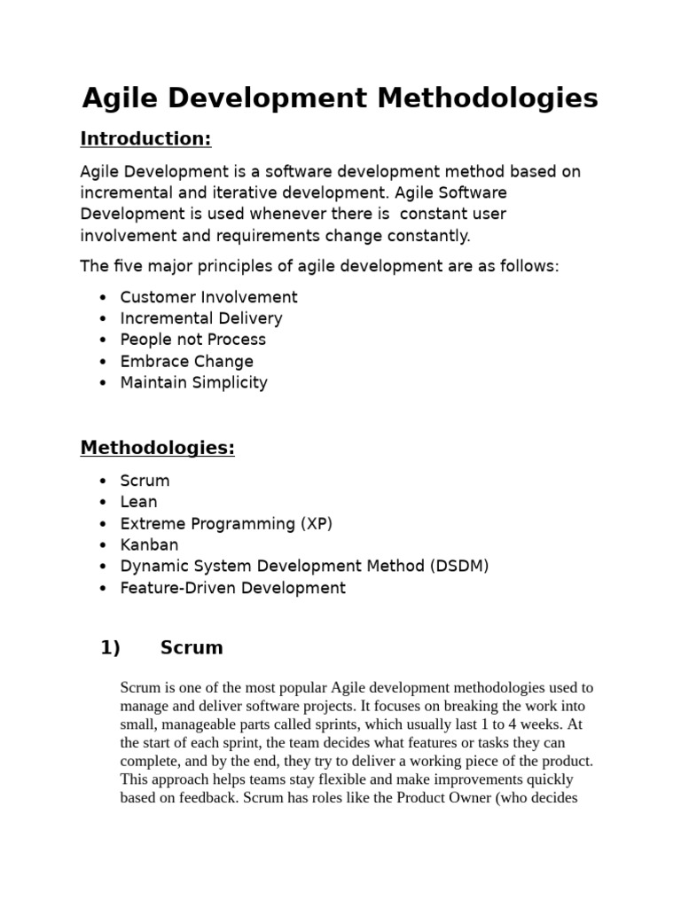 Agile Development Methodologies | PDF | Scrum (Software Development ...