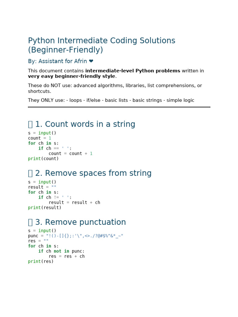 Beginner-Friendly Python Solutions | PDF | String (Computer Science ...