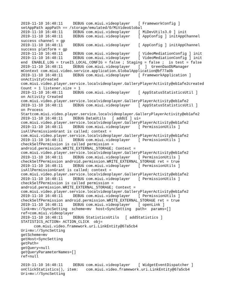 MiVideo Player Debug Log Analysis | PDF | Computing | Computer Programming