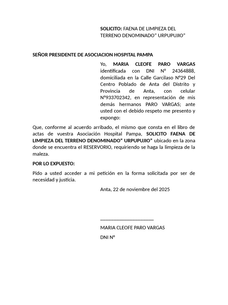 Solicita Cleofe | PDF