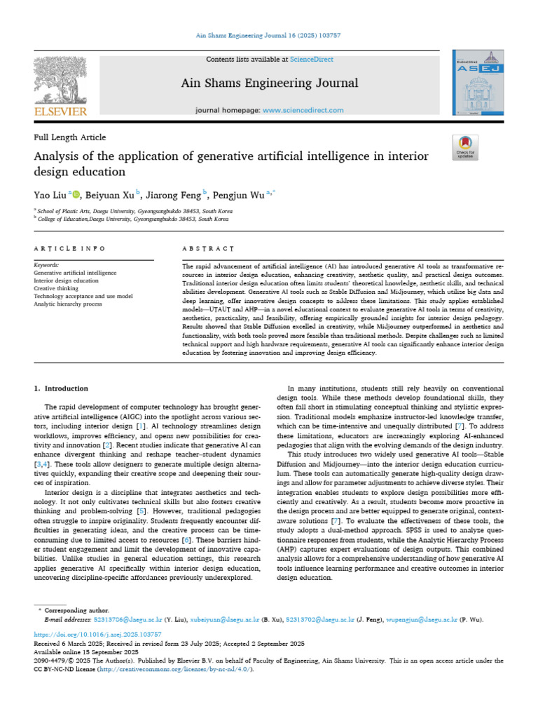 Generative AI in Interior Design Education | PDF | Artificial ...