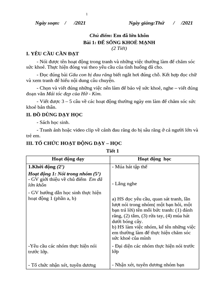 GIAO ÁN TCTV LỚP 3 Bản Đầy Đủ | PDF