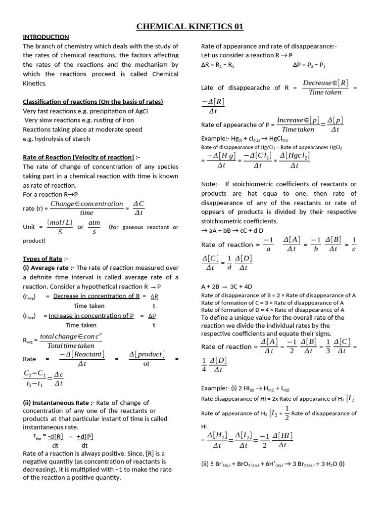 CHEMICAL KINETICS 01 | PDF | Reaction Rate | Chemical Kinetics