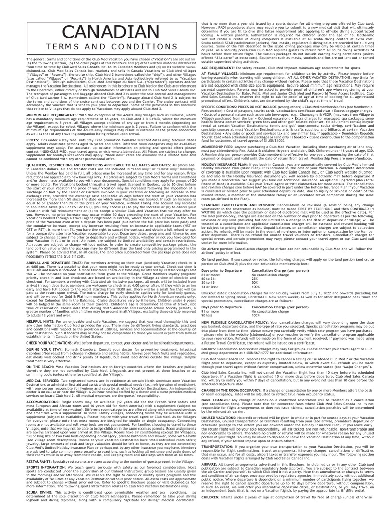 Club Med Diving Program Terms & Conditions | PDF | Scuba Diving ...