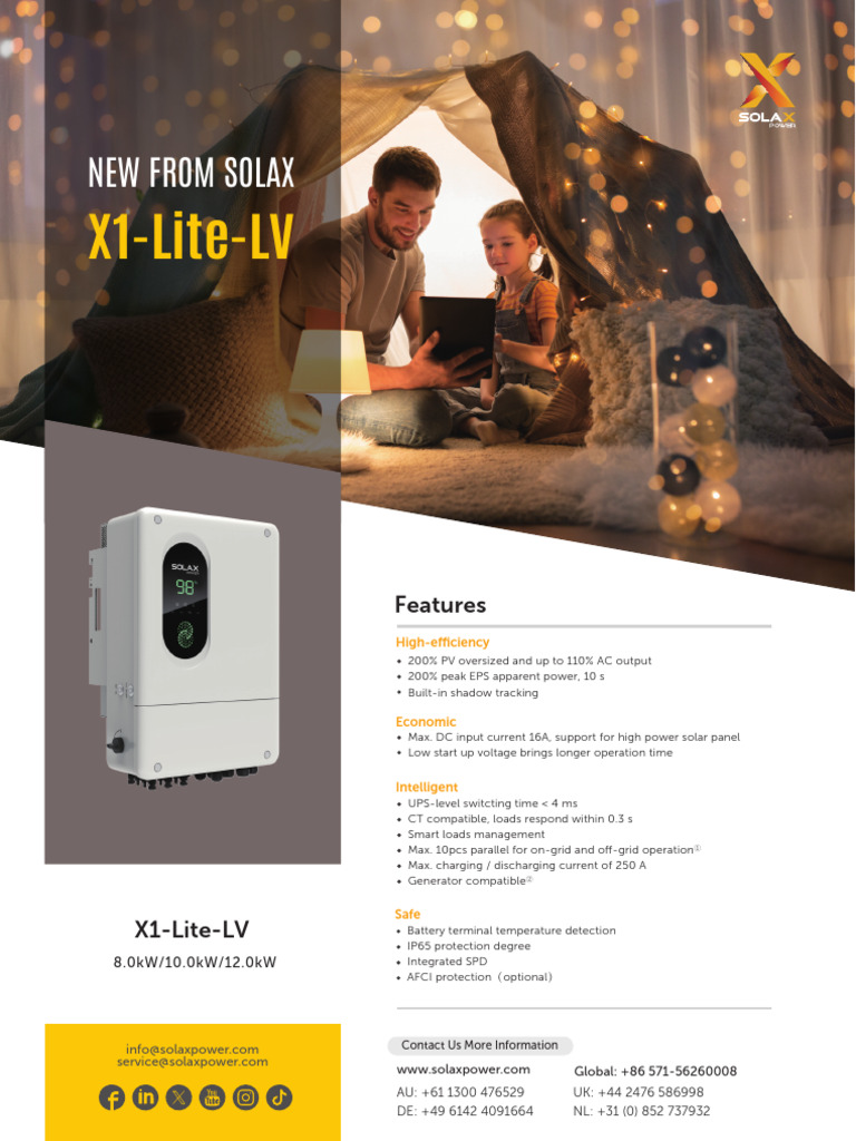 SOLAX Hybrid Inverter 8 to 12kW_X1-Lite-LV | PDF | Energy Technology ...