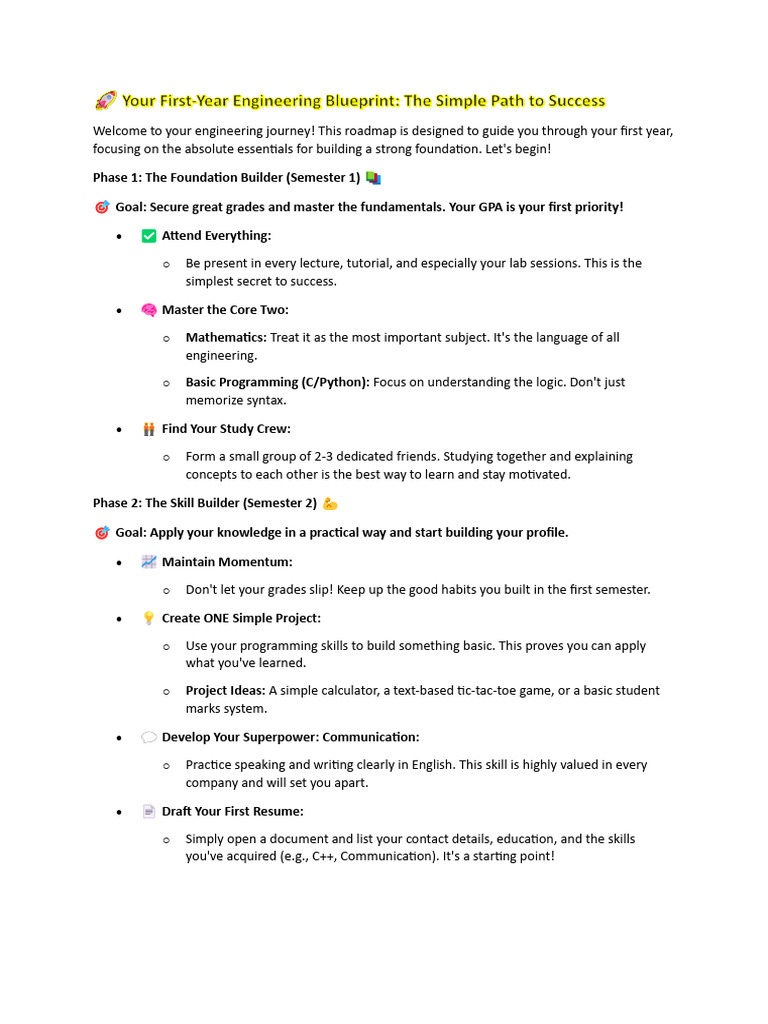 Essential First-Year Engineering Guide | PDF | Computer Programming ...