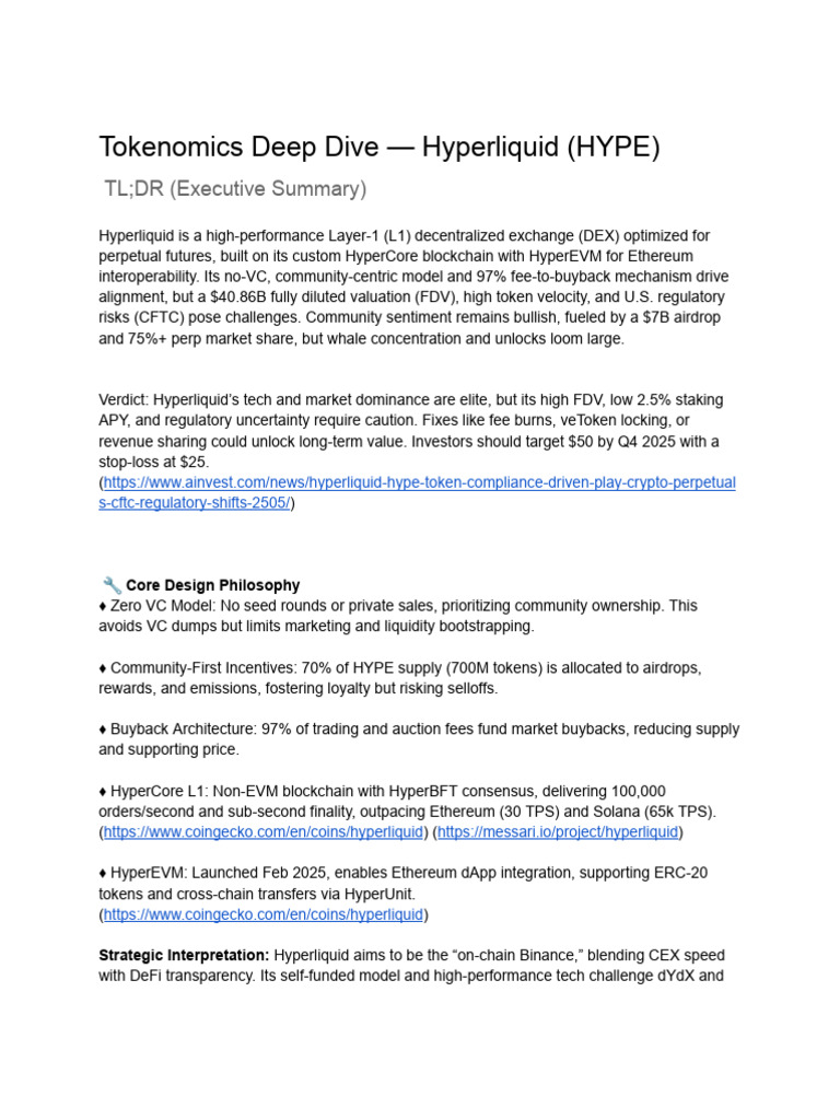 Hype Tokenomics Analysis | PDF | Market (Economics) | Financial Markets