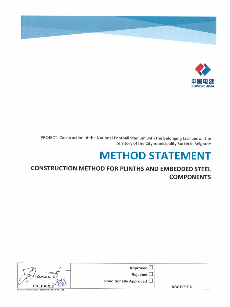 Plinths and Embedded Steel Method Statement | PDF | Crane (Machine ...