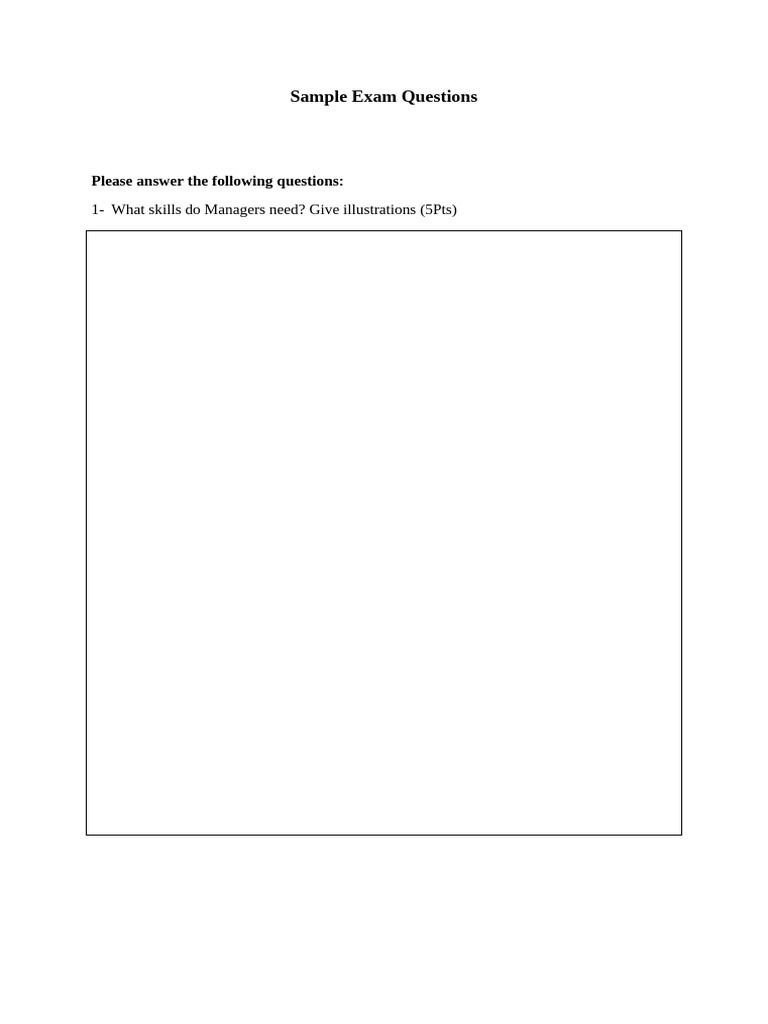Sample Exam Questions (for Students) | PDF