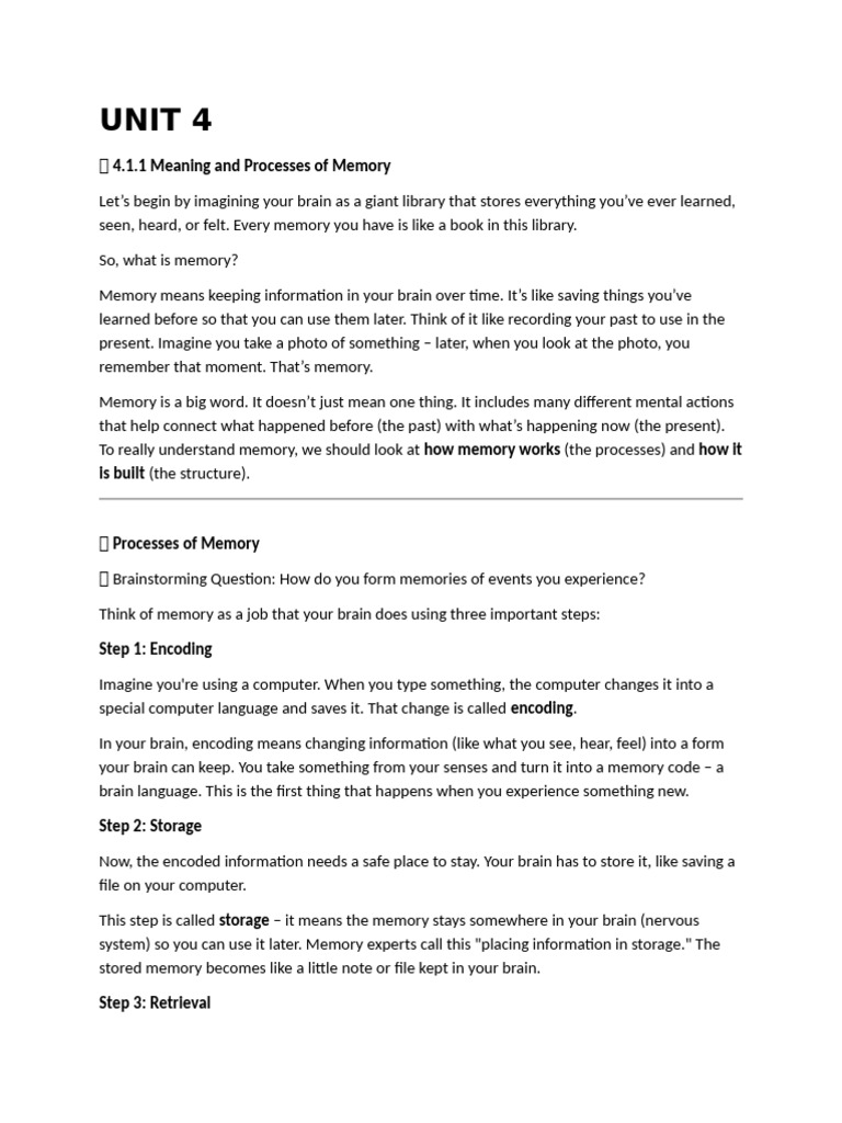 Understanding Memory: Processes & Stages | PDF | Motivational | Motivation