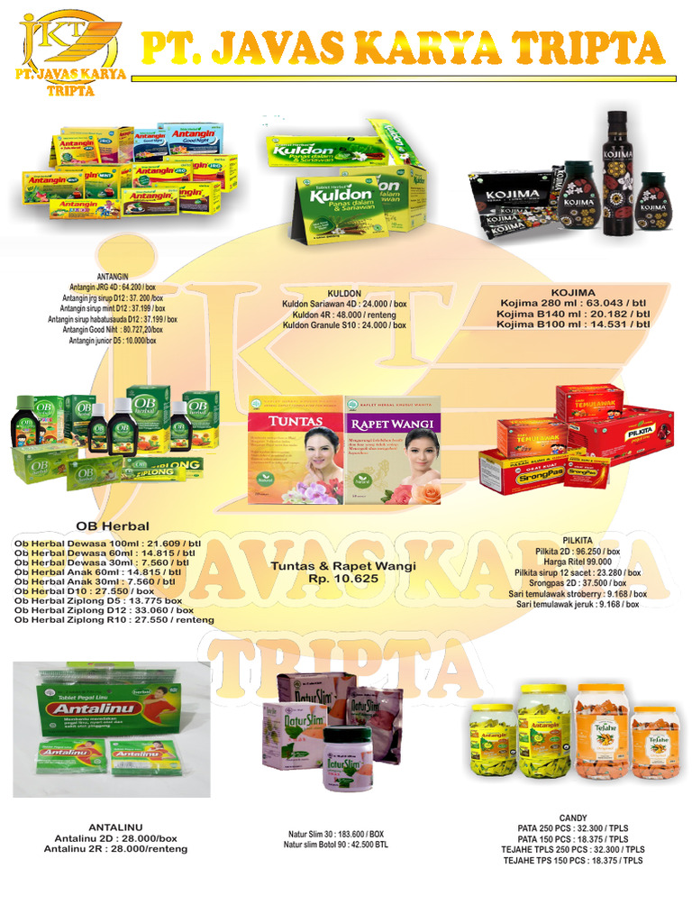 PT Javas Karya Tripta Product Pricing | PDF