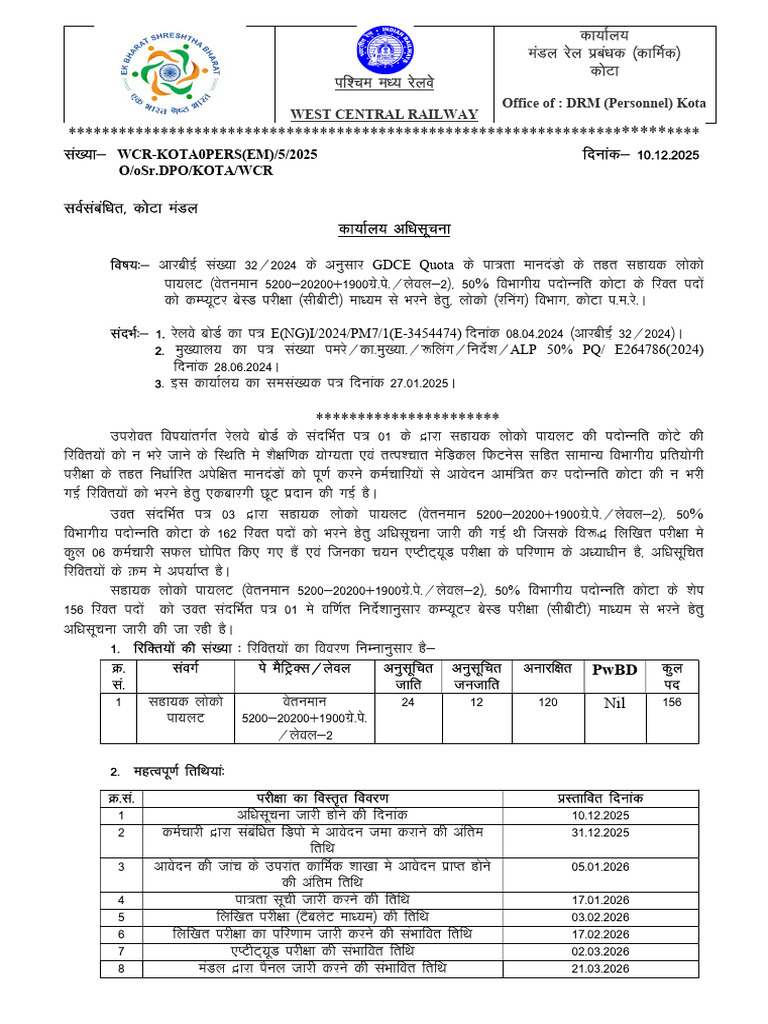 Notification for Selection of ALP | PDF | Mathematics