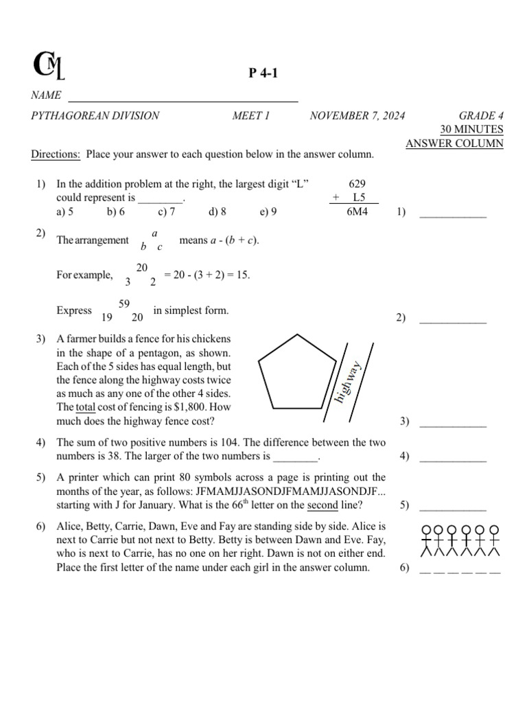 CML Grade 4 2024 Meet | PDF