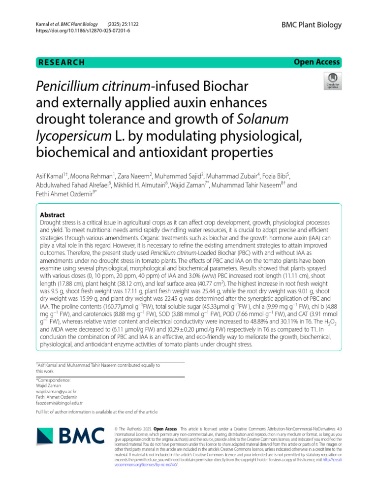 Enhancing Tomato Growth with Biochar and Auxin | PDF | Soil | Fungus