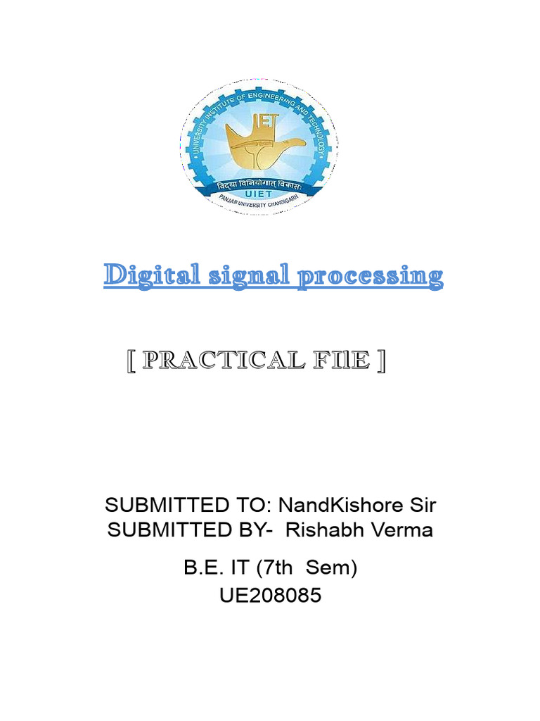 Digital Signal Processing Practical Guide | PDF
