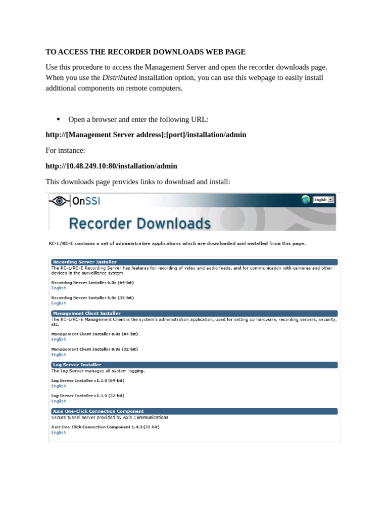 Accessing Recorder Downloads Page | PDF | Server (Computing) | 64 Bit ...