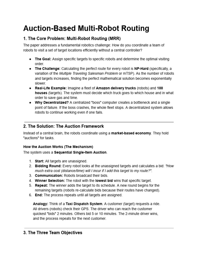 Auction-Based Multi-Robot Routing Strategies | PDF | Auction | Robot