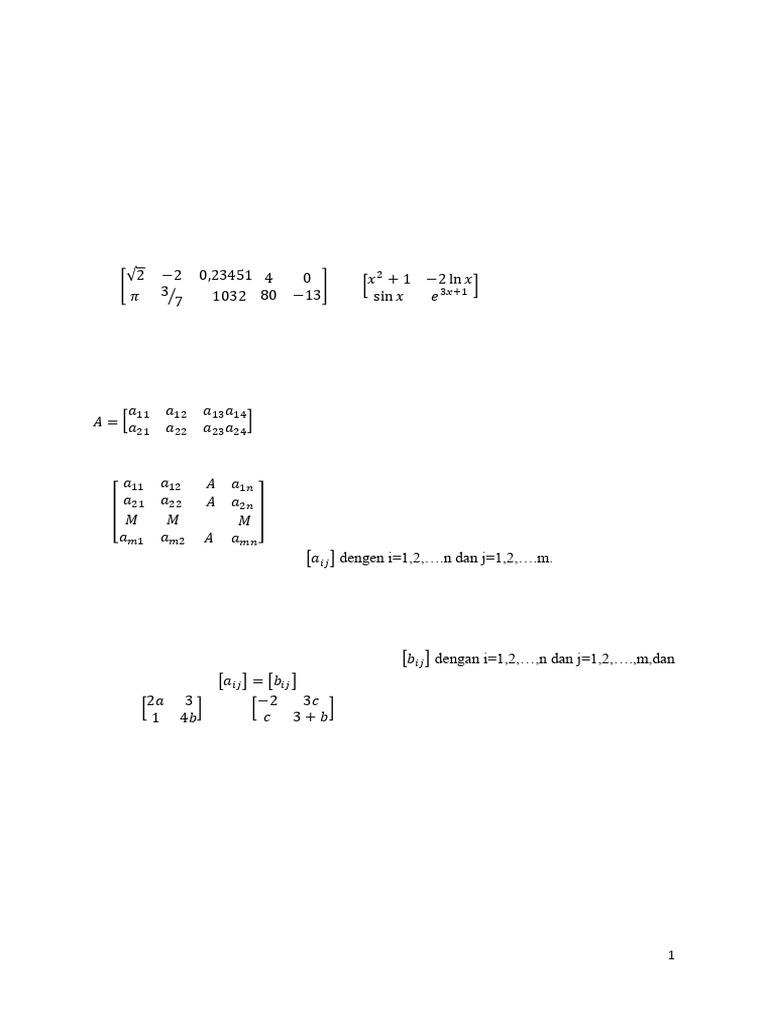 Definisi dan Jenis Matrik dalam Matematika | PDF