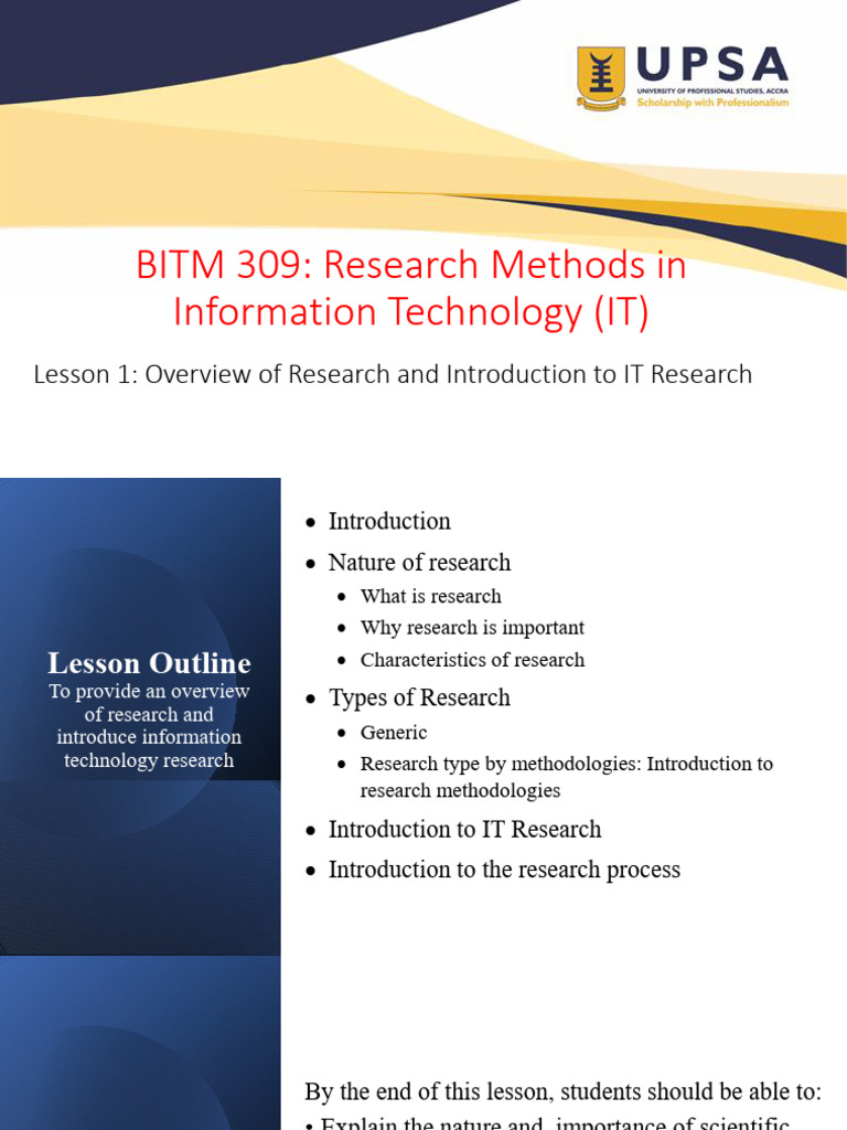 Lesson 1 - Overview and Intro to IT Research | PDF | Methodology ...