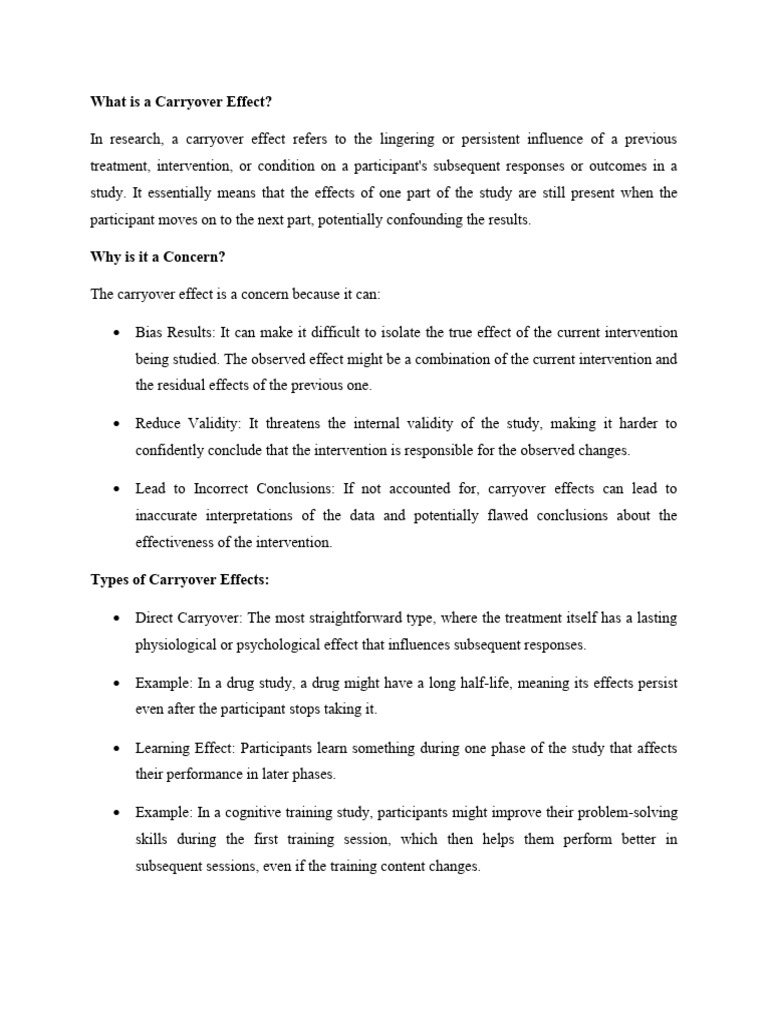 Understanding Carryover Effects in Research | PDF | Validity ...
