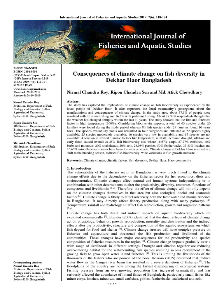 Consequences of Climate Change On Fish Diversity in | PDF | Flood | Drought
