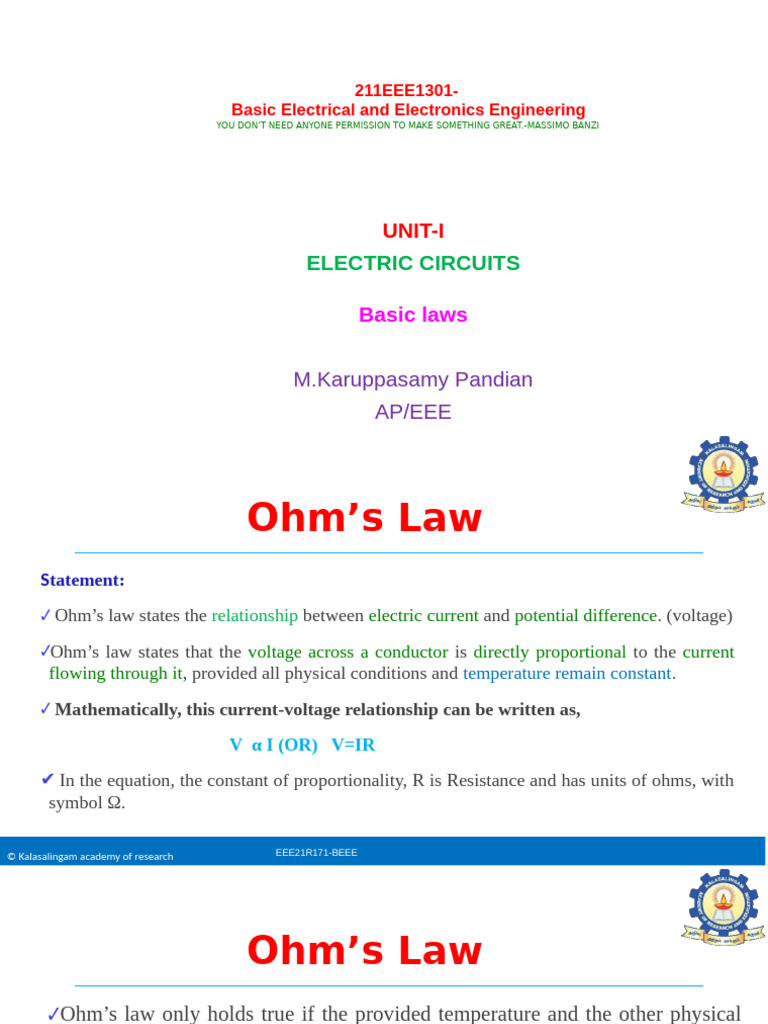 Basic law | PDF | Voltage | Electrical Network