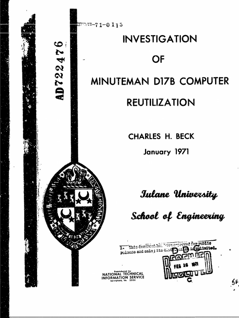 Investigation of Minuteman D17B Computer Reutilization Jan71 | PDF ...