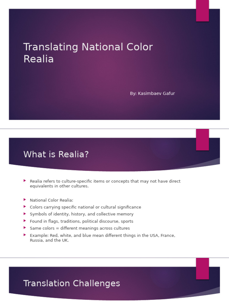 Translating National Color Realia (1) | PDF | Translations | Communication