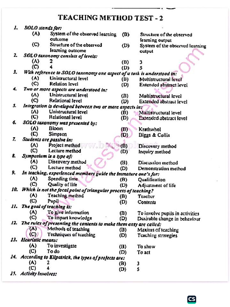 Pedagogy Most Imp Mcqs For Etea | PDF