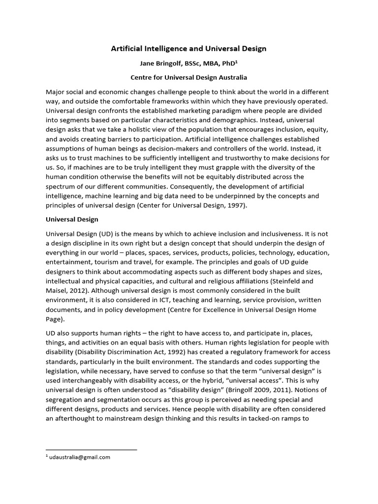 AI and Universal Design for Inclusion | PDF | Artificial Intelligence ...