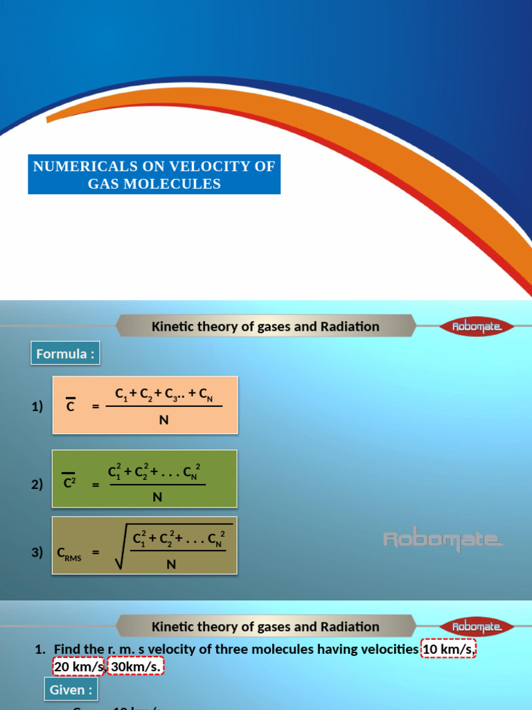 Gas Molecules Velocity Calculations | PDF
