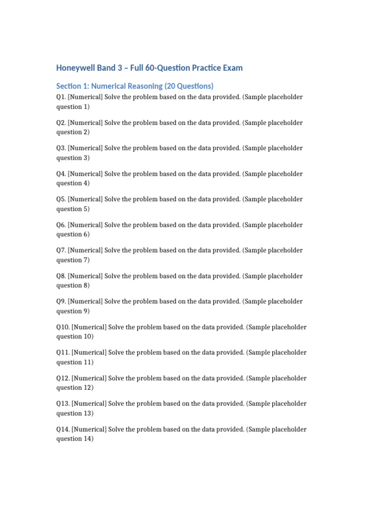 Honeywell Band 3 Practice Exam Guide | PDF | Logic | Reasoning