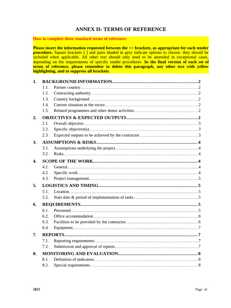 Terms of Reference Template Guide | PDF | Employment | Project Management