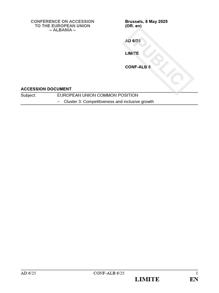 EU Common Position on Albania's Accession | PDF | Taxes | Vocational ...