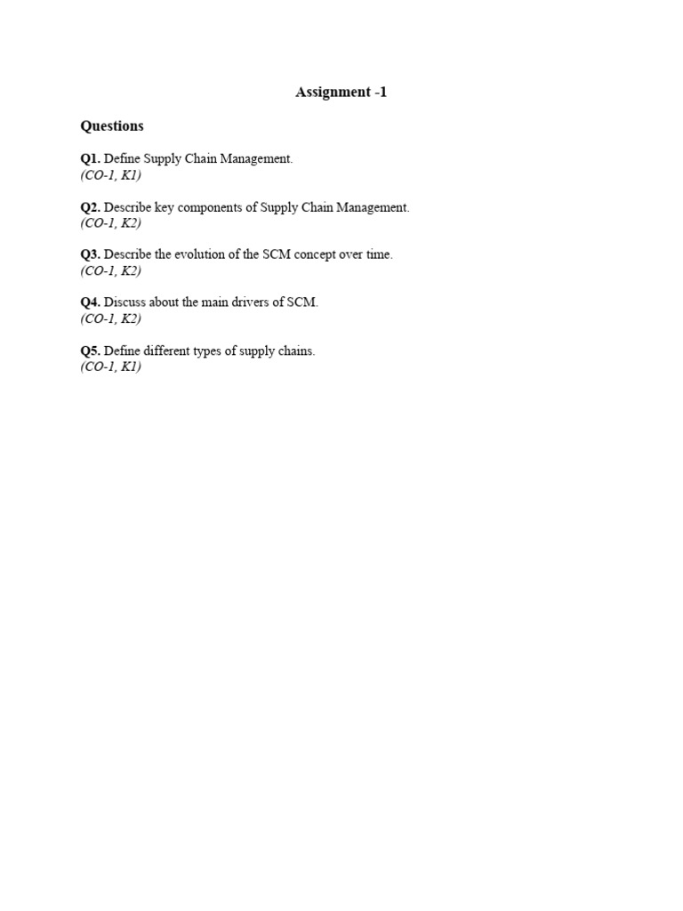 Supply Chain Management Assignment Questions | PDF