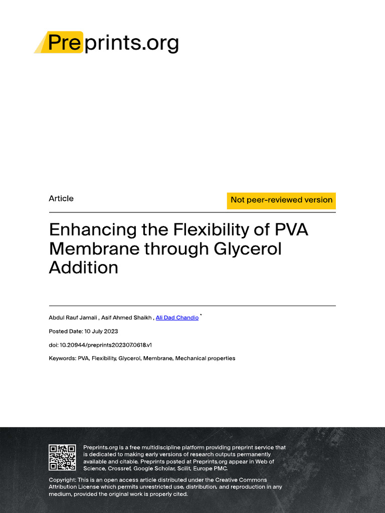 Glycerol-Enhanced Flexibility in PVA Membranes | PDF | Strength Of ...