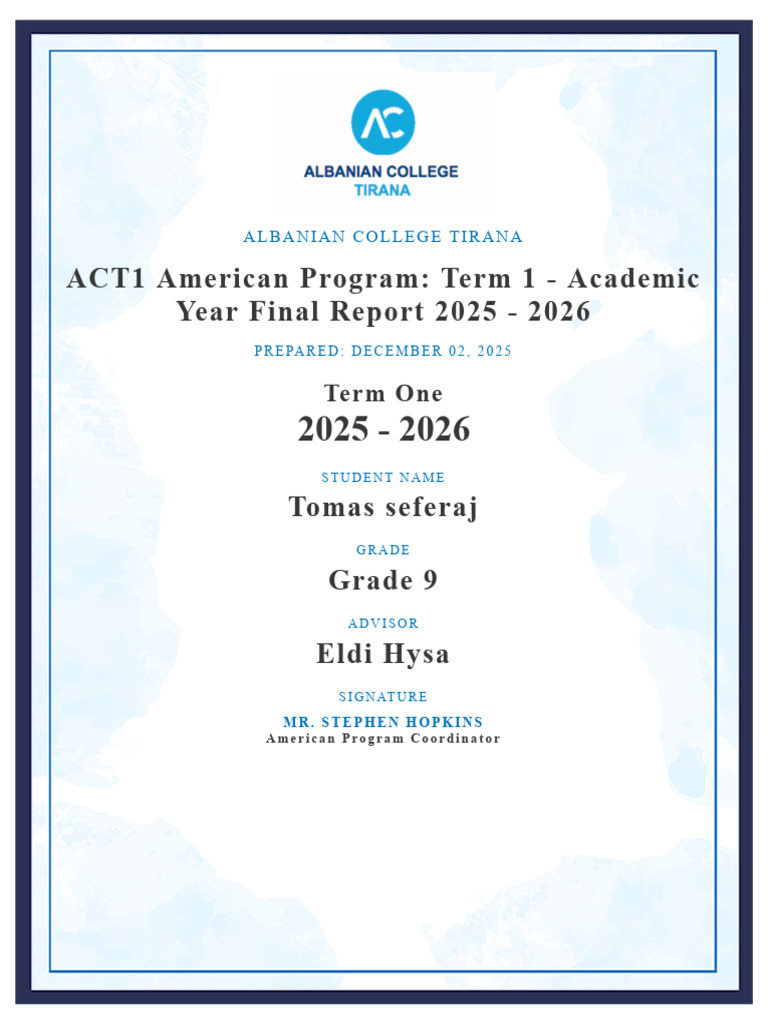 ACT1 American Program Term 1 - Academic Year Final Report 2025 - 2026 ...