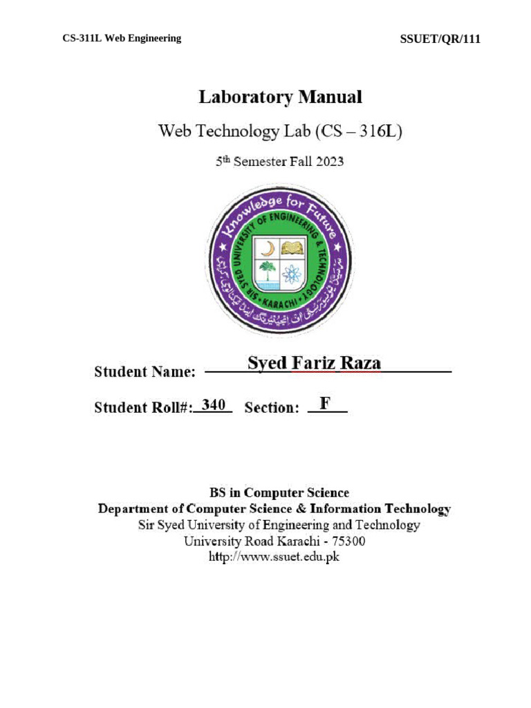 2023F-BCS-340 (LAB 4) (Web Technology) | PDF | Html | Software Engineering