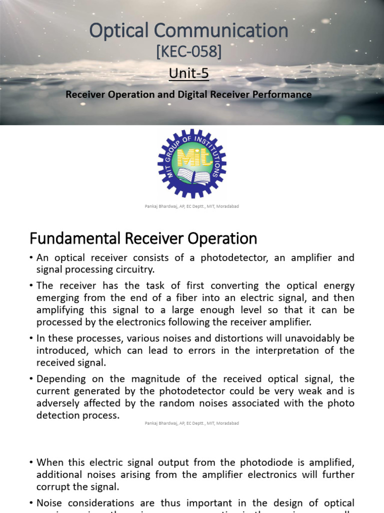 Optical Communication Unit-5 | PDF | Amplifier | Fiber Optic Communication
