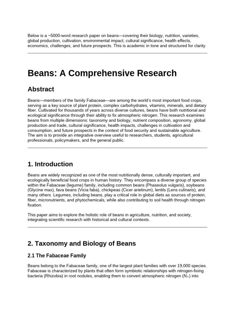 Comprehensive Study of Beans' Impact | PDF | Bean | Chickpea